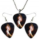 Nine Inch Nails Trent Reznor Guitar Pick Plectrum Playable Earrings & Necklace Set Licensed Live Per