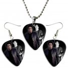 Nine Inch Nails Trent Reznor Guitar Pick Plectrum Playable Earrings & Necklace Set Licensed Live Per