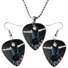 Nine Inch Nails Trent Reznor Guitar Pick Plectrum Playable Earrings & Necklace Set Licensed Live Per