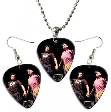 NOFX Guitar Pick Plectrum Playable Earrings & Necklace Set Licensed Live Performance B