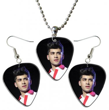 One Direction Guitar Pick Plectrum Playable Earrings & Necklace Set Licensed Live Performance A