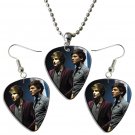 One Direction Guitar Pick Plectrum Playable Earrings & Necklace Set Licensed Live Performance C