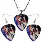 Paramore Hayley Williams Guitar Pick Plectrum Playable Earrings & Necklace Set Licensed Live Perform