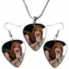 Paramore Hayley Williams Guitar Pick Plectrum Playable Earrings & Necklace Set Licensed Live Perform