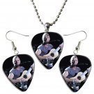 The Police Sting Guitar Pick Plectrum Playable Earrings & Necklace Set Licensed Live Performance A