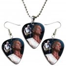 The Police Sting Guitar Pick Plectrum Playable Earrings & Necklace Set Licensed Live Performance B