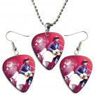 Radiohead Thom Yorke Guitar Pick Plectrum Playable Earrings & Necklace Set Licensed Live Performance