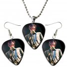 Red Hot Chili Peppers Guitar Pick Plectrum Playable Earrings & Necklace Set Licensed Live Performanc