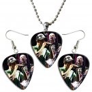 Red Hot Chili Peppers Guitar Pick Plectrum Playable Earrings & Necklace Set Licensed Live Performanc