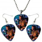 Red Hot Chili Peppers Guitar Pick Plectrum Playable Earrings & Necklace Set Licensed Live Performanc