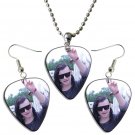 Skrillex Guitar Pick Plectrum Playable Earrings & Necklace Set Licensed Live Performance B