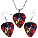 Slash Guns N Roses Guitar Pick Plectrum Playable Earrings & Necklace Set Licensed Live Performance B