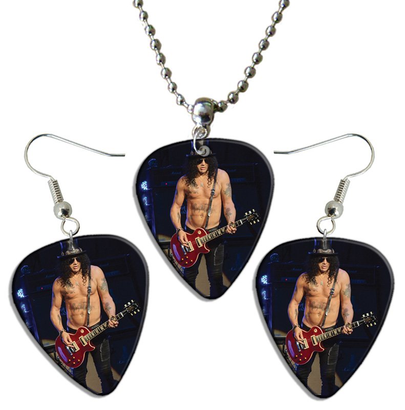 Slash Guns N Roses Guitar Pick Plectrum Playable Earrings & Necklace ...