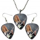 Slayer Guitar Pick Plectrum Playable Earrings & Necklace Set Licensed Live Performance A