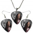 Slayer Guitar Pick Plectrum Playable Earrings & Necklace Set Licensed Live Performance B