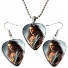 Slayer Guitar Pick Plectrum Playable Earrings & Necklace Set Licensed Live Performance C