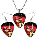 Steel Panther Michael Starr Guitar Pick Plectrum Playable Earrings & Necklace Set Licensed Live Perf