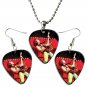 Steel Panther Michael Starr Guitar Pick Plectrum Playable Earrings & Necklace Set Licensed Live Perf