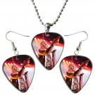 Steel Panther Michael Starr Guitar Pick Plectrum Playable Earrings & Necklace Set Licensed Live Perf