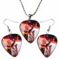 Steel Panther Michael Starr Guitar Pick Plectrum Playable Earrings & Necklace Set Licensed Live Perf