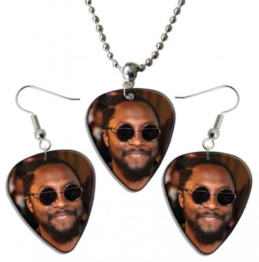 The Black Eyed Peas Guitar Pick Plectrum Playable Earrings & Necklace Set Licensed Live Performance 