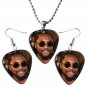 The Black Eyed Peas Guitar Pick Plectrum Playable Earrings & Necklace Set Licensed Live Performance 