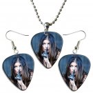 The Black Eyed Peas Guitar Pick Plectrum Playable Earrings & Necklace Set Licensed Live Performance 
