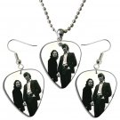 The Doors Jim Morrison Guitar Pick Plectrum Playable Earrings & Necklace Set Licensed Live Performan
