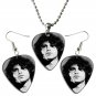 The Doors Jim Morrison Guitar Pick Plectrum Playable Earrings & Necklace Set Licensed Live Performan