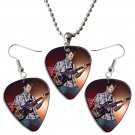 The Used Guitar Pick Plectrum Playable Earrings & Necklace Set Licensed Live Performance A