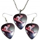 The Used Guitar Pick Plectrum Playable Earrings & Necklace Set Licensed Live Performance C