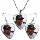 Toby Keith Guitar Pick Plectrum Playable Earrings & Necklace Set Licensed Live Performance A