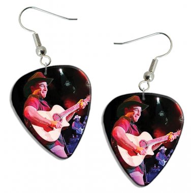 Clint Black Guitar Pick Plectrum Playable Earrings Licensed Live Performance A