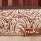 real suede clutch bag & cell phone organizer with ethnic embroidery motif