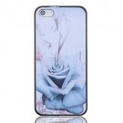 Free Shipping Blue Rose Aluminium Plastic Hard Back Cover Case for iPhone 4/4S