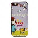 Free Shipping Adorable Little Girl and Cat Aluminium Plastic Hard Back Cover Case for iPhone 4/4S