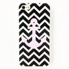 Free Shipping Punk Black and White Strip Anchor Hard Back Cover Case for iPhone 4/4S