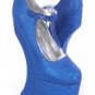 Blue Glitter Mary Jane stripper heelless Platform anti gravity Wedge pumps 6.5
