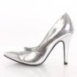 Silver Metallic faux leather bridal Pointed Toe 4" high heel Pump Heels size 8
