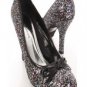 Black Glitter Bow Closed Toe Pump stripper stiletto 3.5" High heel pumps sz 8.5