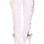White Lace Up Patent Leather faux stiletto stripper mid calf Platform Boots 12