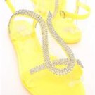 Yellow jellies Clear Plastic Rubber Rhinestone Strappy Sandals Slingbacks New