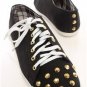 Sexy Black studded lace up sneakers faux leather fashion studded tennis shoes