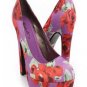 Light Purple Floral Print Fabric 5" Pump platforms womens high Heels size 6.5