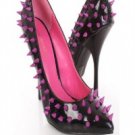 Black Pink Fuchsia Spike Studded Stiletto Stripper women high Heel pumps sz 7.5