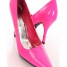 Women's solid Neon Pink point Patent Leather faux stiletto High Heel pumps sz 7