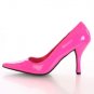 Women's solid Neon Pink point Patent Leather faux stiletto High Heel pumps sz 7