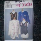 Simplicity 9891 Size H 6,8,10 13pcs and Transfers Misses Jackets Vest Uncut Pattern
