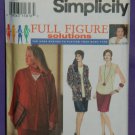 Simplicity Womens Plus Sz 26w-32 W Slim Skirt, Top, Jacket, Scarf Pattern 9122