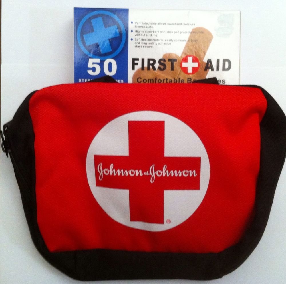Johnson&Johnson First Aid Kit Bag Comes With Pack Of 50 Assorted Sized Bandages!